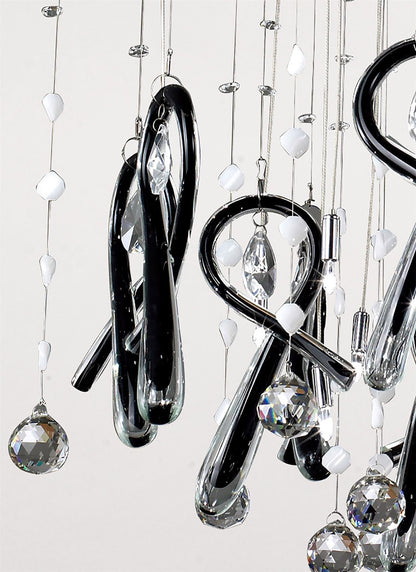 Diyas Class  Square 20 Light G4 Polished Chrome/Black Glass/Crystal, NOT LED/CFL Compatible Ceiling Pendant Light Fitting