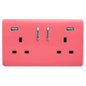 Trendi 2 Gang Artistic Modern Glossy 13 Amp 2 x 3.1mA USB Switched Plug Socket Strawberry