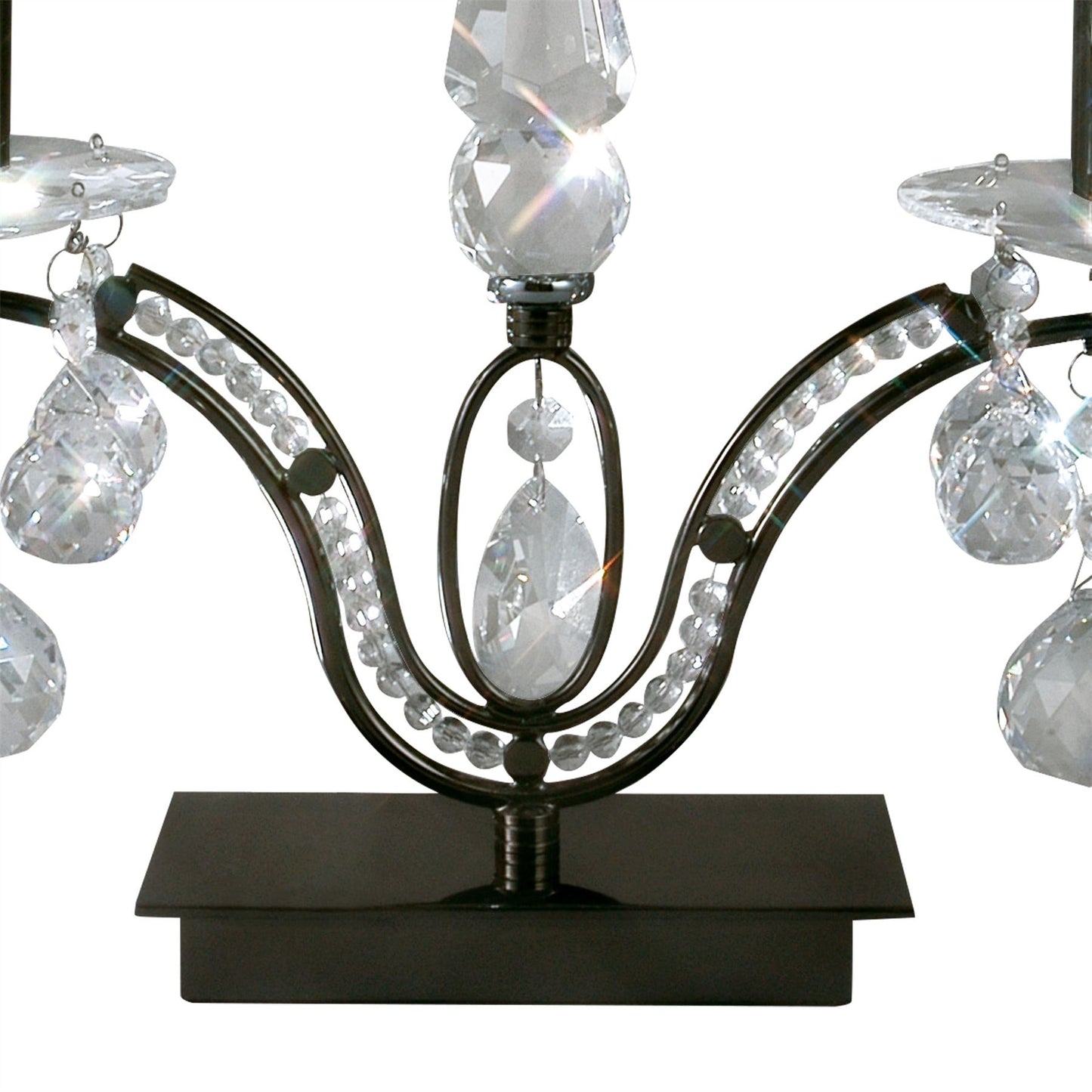 Diyas Tara Table Lamp 2 Light E14 Black Chrome/Crystal, NOT LED/CFL Compatible