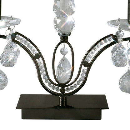 Diyas Tara Table Lamp 2 Light E14 Black Chrome/Crystal, NOT LED/CFL Compatible