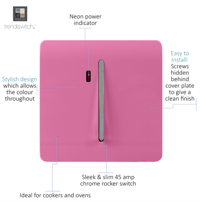 Trendi Artistic Modern Glossy 45 A Tactile Light Switch & Neon Insert Pink