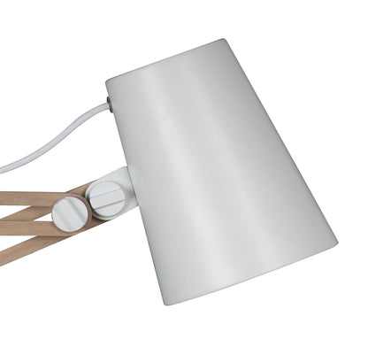 Mantra M3774 Looker Floor Lamp 1 Light E27, Matt White/Beech
