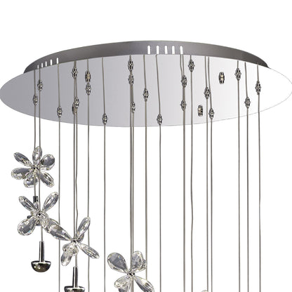 Diyas Aviva 60cm  20 Light 4000K LED Polished Chrome/Crystal Ceiling Pendant Light Fitting