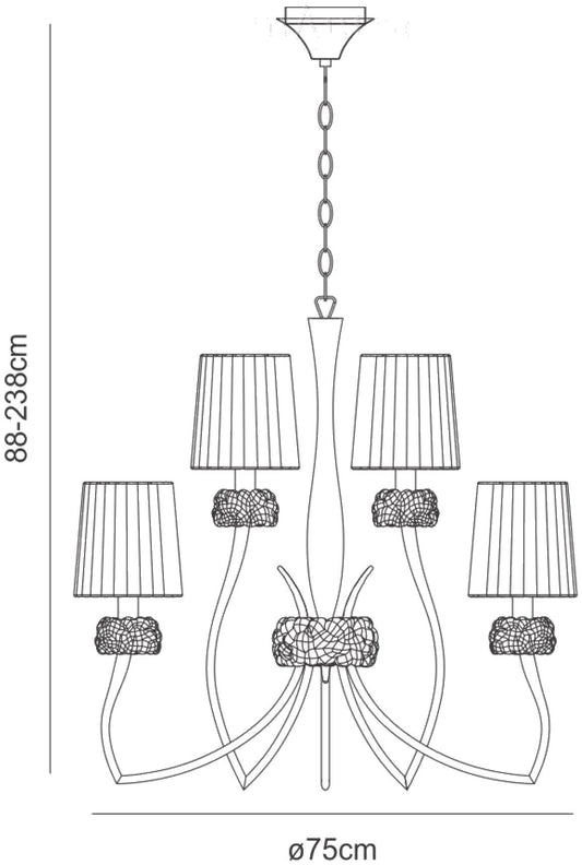 Mantra M4630 Loewe 2 Tier Pendant 6+3 Light E14, Polished Chrome with White Shades