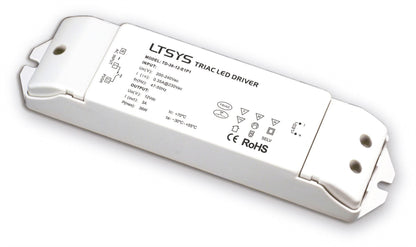 LTECH Intelligent LED driver, Triac/ELV Push Dimmable, 36W 12V 3A Constant voltage, Dimmable Driver, 200-240Vac input, 85% efficiency, IP44, 3yrs Wrnty
