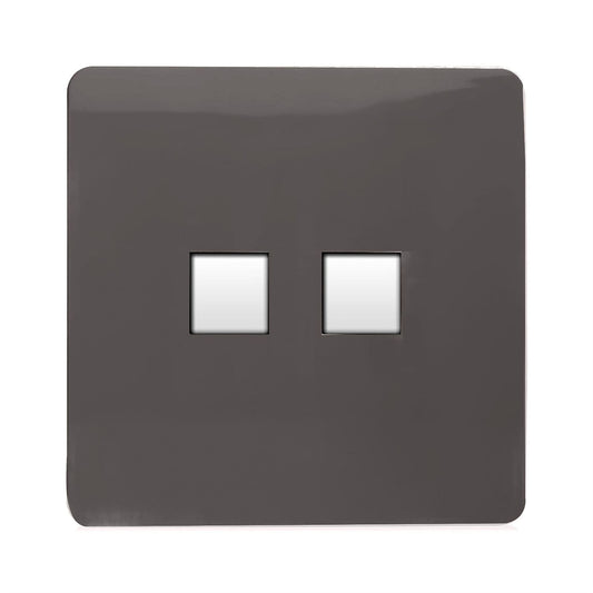 Trendi Artistic Modern Glossy Tactile 2 Gang Telephone Socket Dark Brown