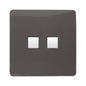 Trendi Artistic Modern Glossy Tactile 2 Gang Telephone Socket Dark Brown