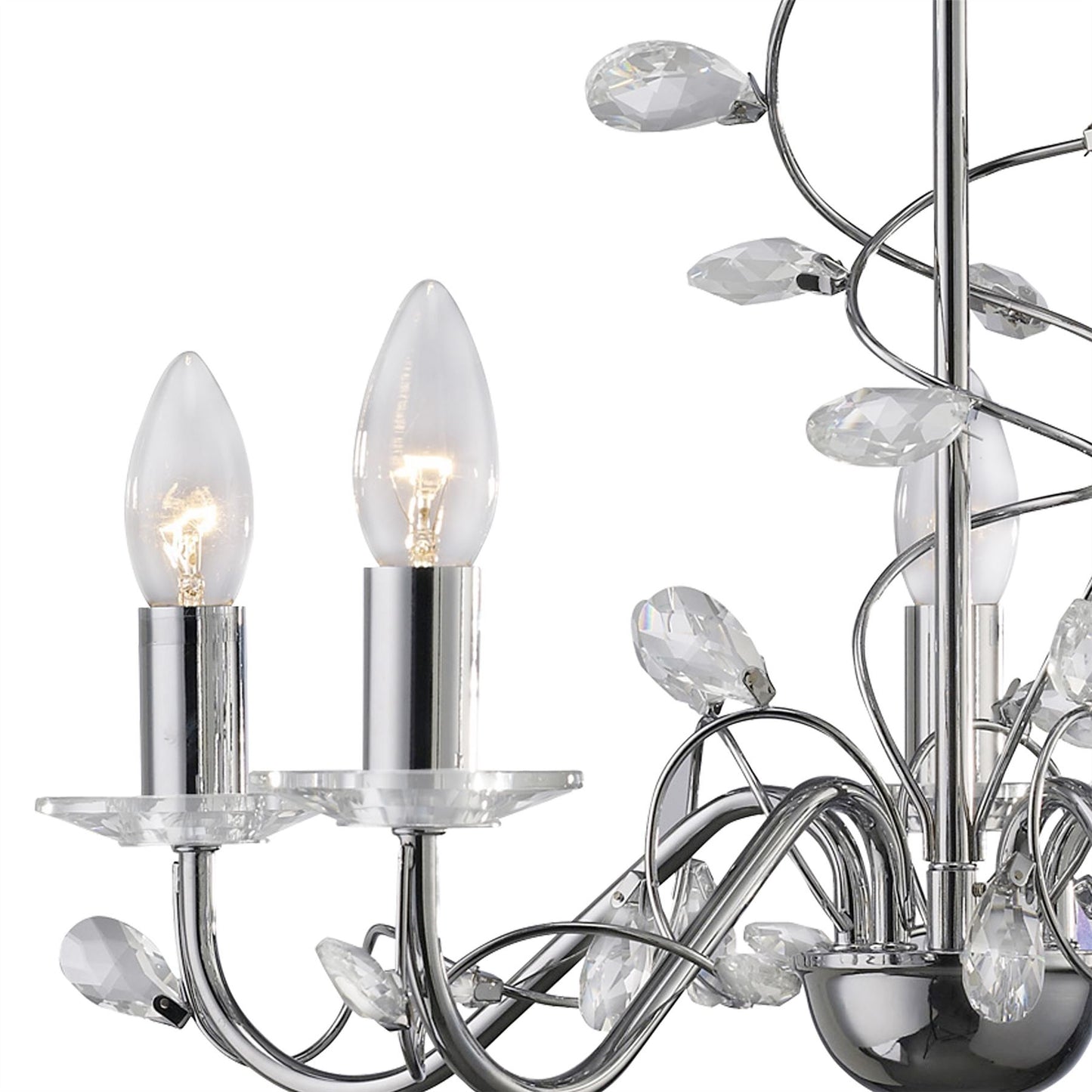 Diyas Willow 50cm  WITHOUT SHADE 5 Light E14 Polished Chrome/Crystal Ceiling Pendant Light Fitting