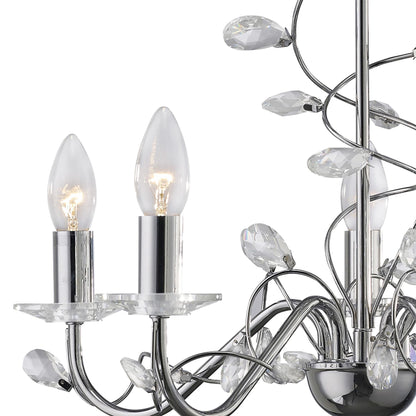 Diyas Willow 50cm  WITHOUT SHADE 5 Light E14 Polished Chrome/Crystal Ceiling Pendant Light Fitting