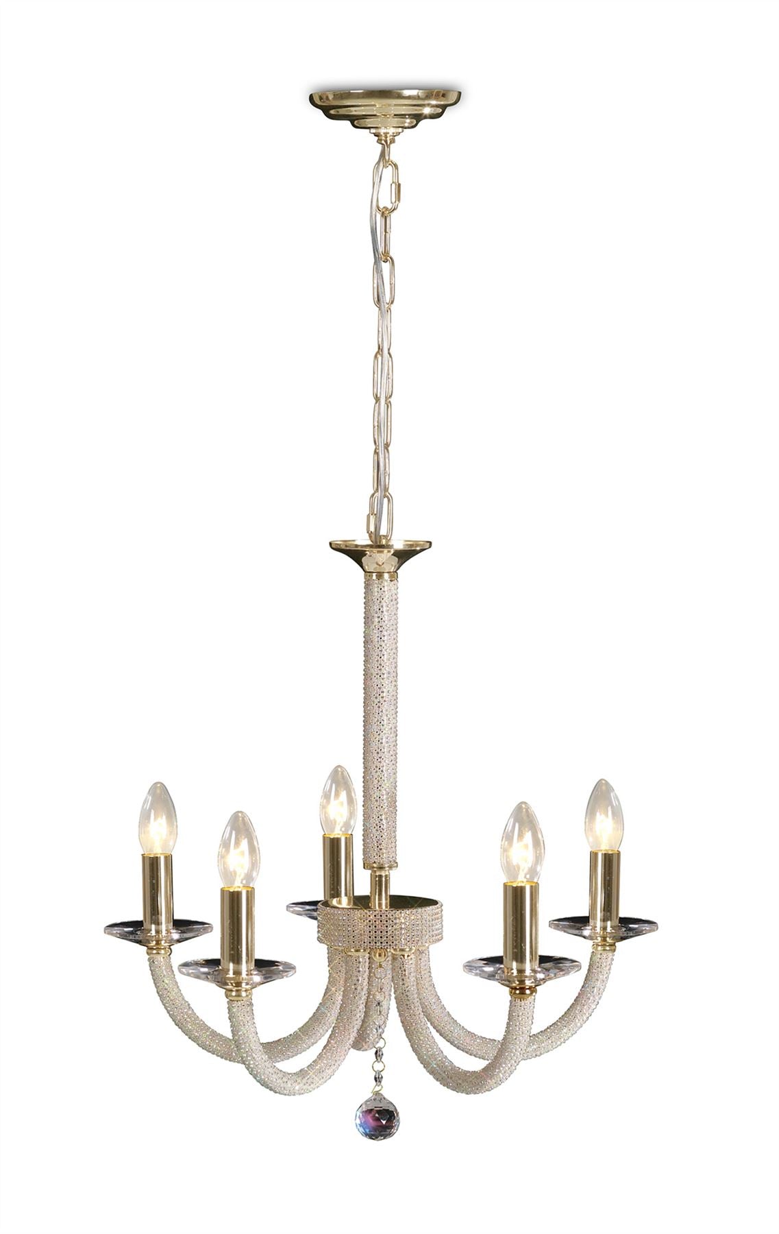 Diyas Elena  5 Light E14 Gold/Crystal Ceiling Pendant Light Fitting