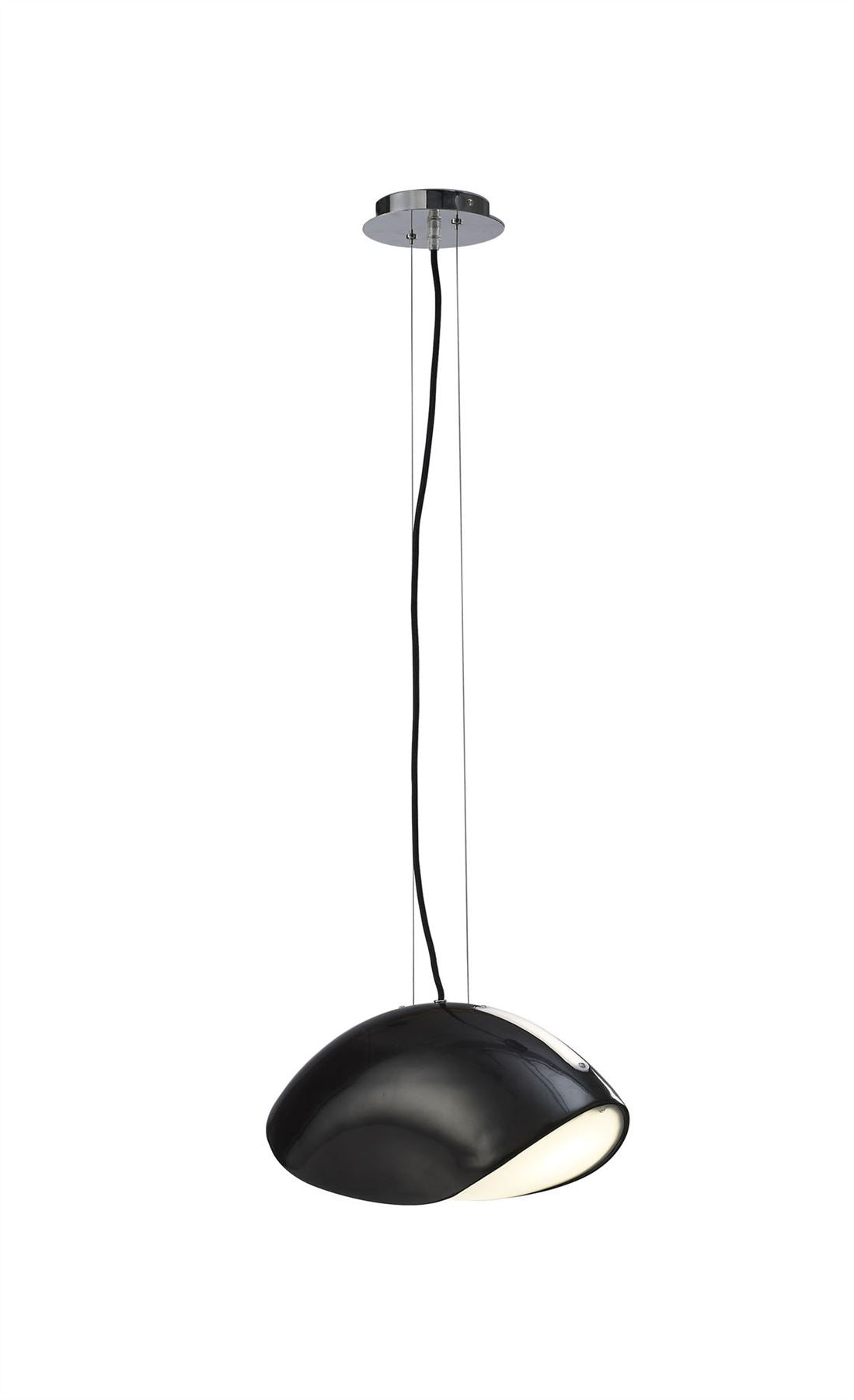 Mantra Pasion Rectangular Pendant 3 Light E27, Gloss Black/White Acrylic/Polished Chrome, CFL Lamps INCLUDED
