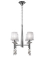 Mantra M3852 Tiffany Pendant 4+4 Light E14+G9, Polished Chrome with White Shades & Clear Crystal