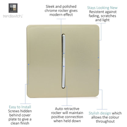 Trendi Artistic Modern Glossy  Auto Retractive Door Bell Switch Gold ART-DBGO