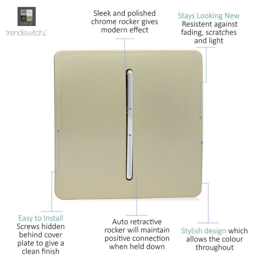 Trendi Artistic Modern Glossy  Auto Retractive Door Bell Switch Gold ART-DBGO