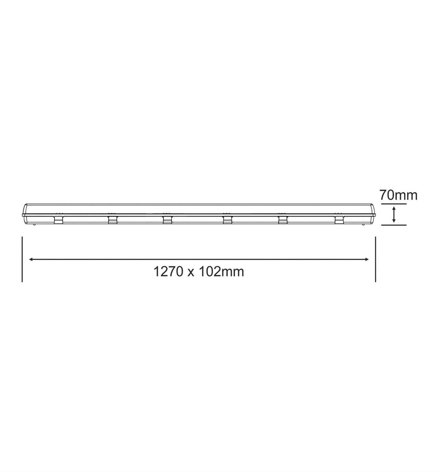 Techtouch Linesta 1.2m, Double Tube, IP65, Surface Mounted Fitting, Max 24W LED Tube (NOT SUPPLIED), 5yrs Warranty External