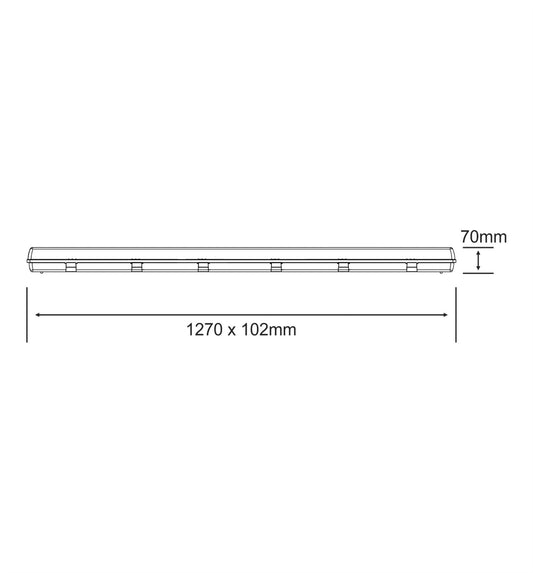 Techtouch Linesta 1.2m, Double Tube, IP65, Surface Mounted Fitting, Max 24W LED Tube (NOT SUPPLIED), 5yrs Warranty External