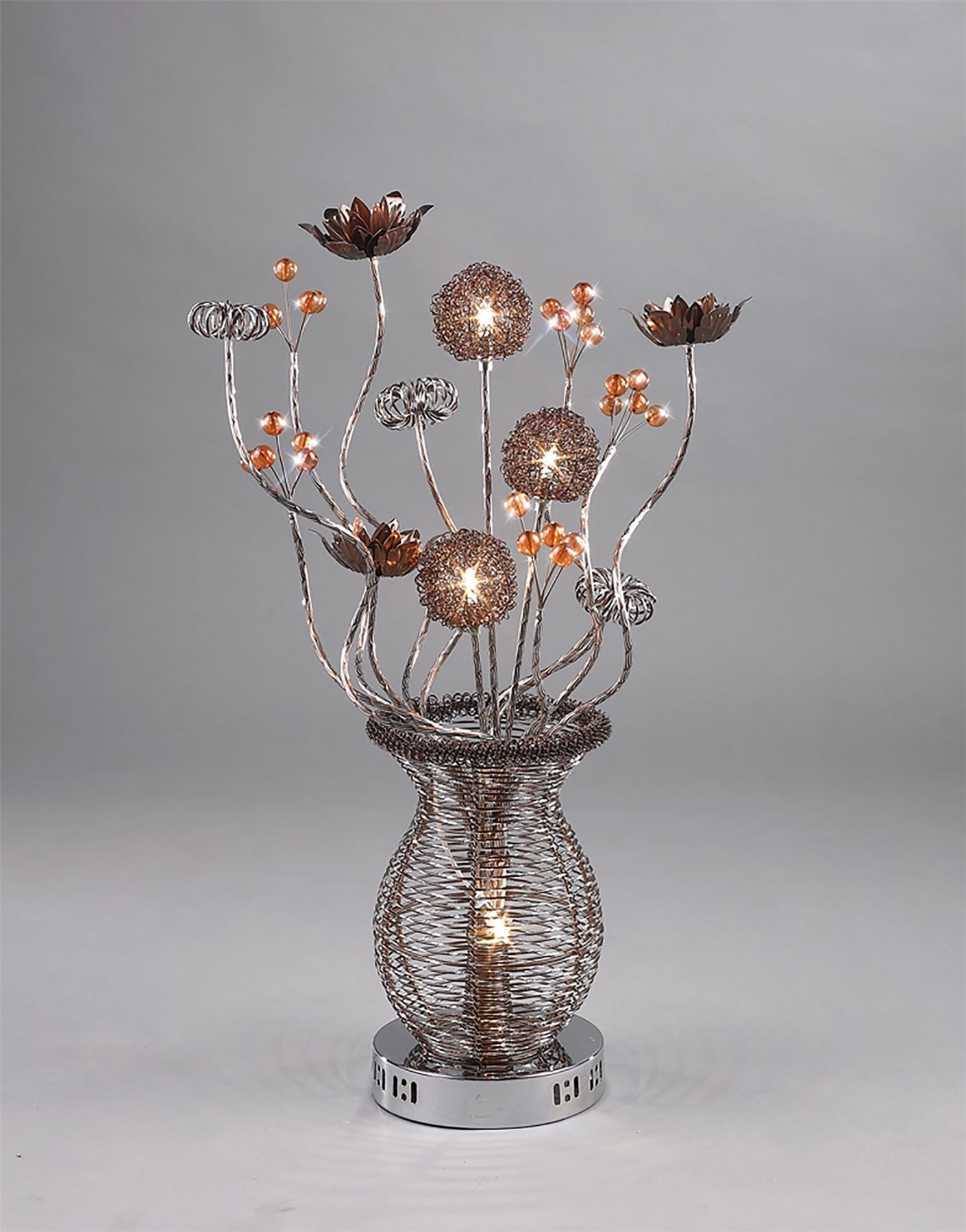 Diyas Home Calista Aluminium (DH) Calista Crystal Table Lamp 4 Light G4 Brown, NOT LED/CFL Compatible