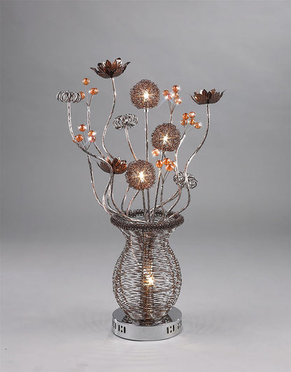 Diyas Home Calista Aluminium (DH) Calista Crystal Table Lamp 4 Light G4 Brown, NOT LED/CFL Compatible