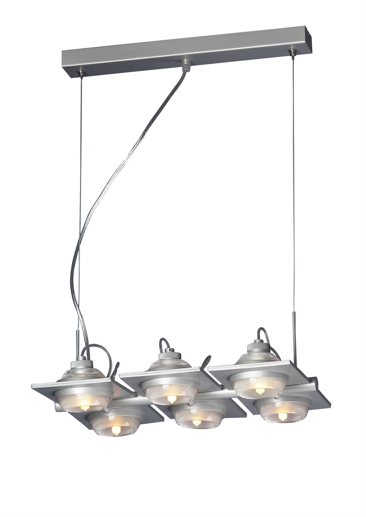 Mantra (0040 002) Ull Rectangular Pendant 6 Light G9 Silver Grey
