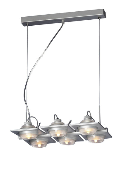 Mantra (0040 002) Ull Rectangular Pendant 6 Light G9 Silver Grey