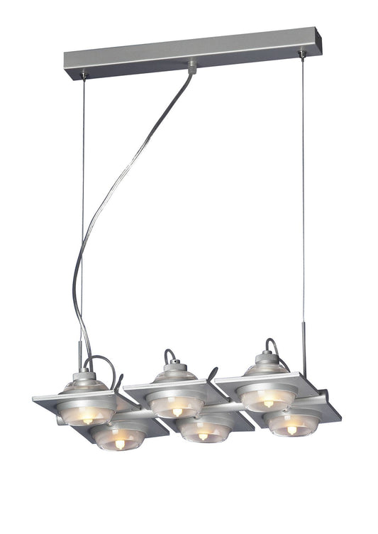 Mantra (0040 002) Ull Rectangular Pendant 6 Light G9 Silver Grey