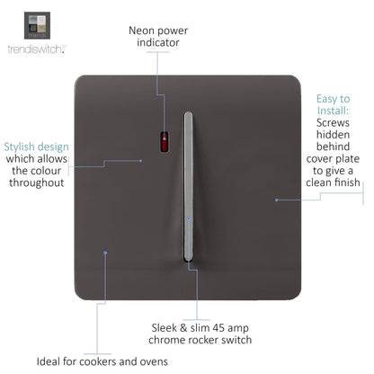 Trendi Artistic Modern Glossy 20 A Tactile Light Switch & Neon Insert Dark Brown