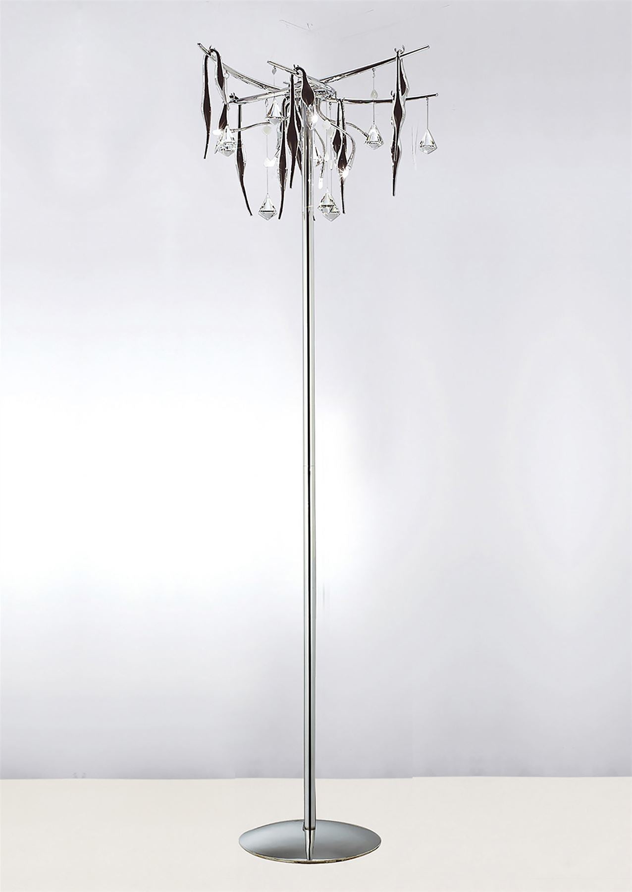 Diyas Cygnet Floor Lamp 6 Light G4 Polished Chrome/Black Glass/Crystal, NOT LED/CFL Compatible Item Weight: 15kg