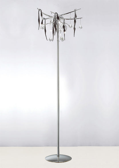 Diyas Cygnet Floor Lamp 6 Light G4 Polished Chrome/Black Glass/Crystal, NOT LED/CFL Compatible Item Weight: 15kg