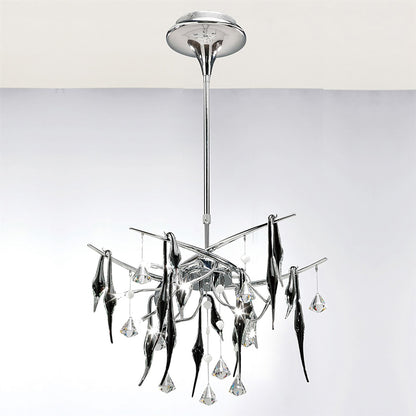 Diyas Cygnet 60cm  10 Light G4 Polished Chrome/Black Glass/Crystal, NOT LED/CFL Compatible Ceiling Light Fitting