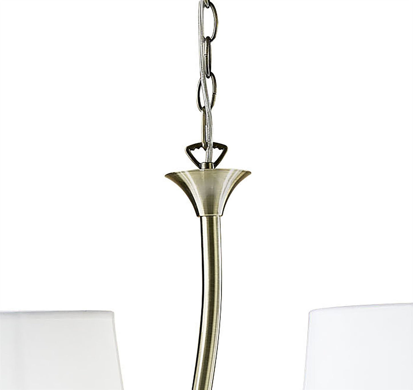 Mantra Ninette Linear Pendant 2 Arm 4 Light E14, Antique Brass with Ivory White Shades