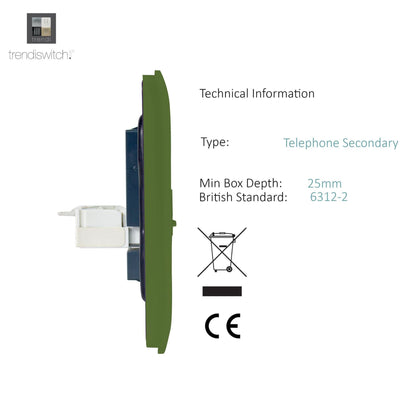 Trendi Artistic Modern Glossy Tactile Telephone Socket + Cat 5e&Cat 6 RJ45 PC Socket Moss Green