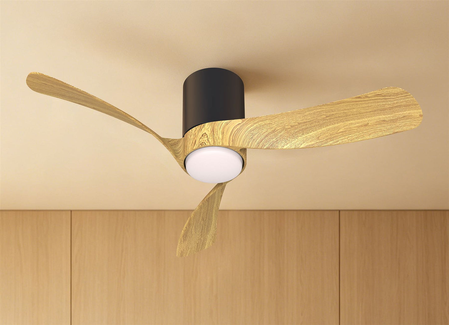 Nemo S 97cm 24W LED Dimmable Ceiling Light With Built-In 30W DC Fan, 2700-5000K Remote Control, 3200lm, Black/Wood, 5yrs Warranty