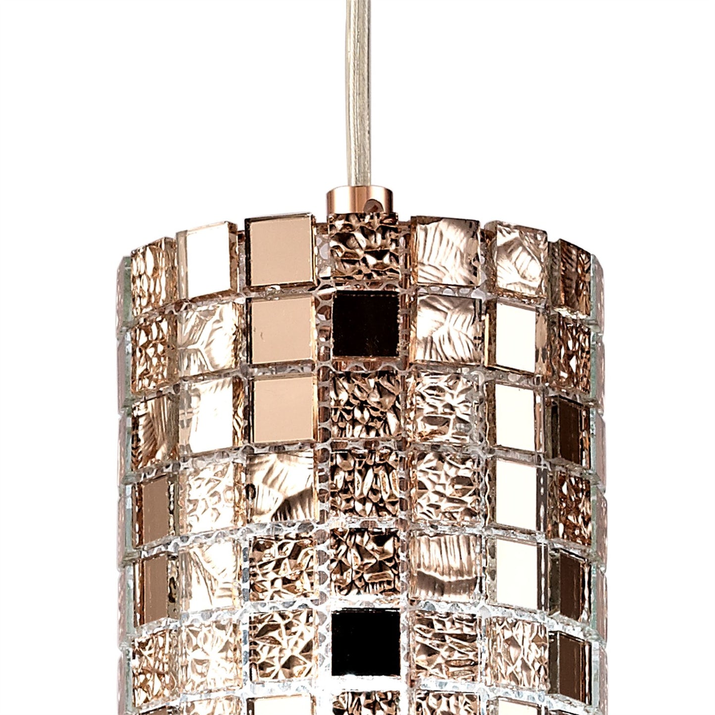 Diyas Camden 10cm Single  1 Light G9 Rose Gold/Mosaic Glass/Crystal Ceiling Pendant Light Fitting