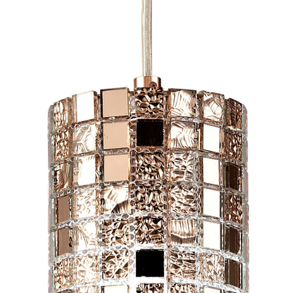 Diyas Camden 10cm Single  1 Light G9 Rose Gold/Mosaic Glass/Crystal Ceiling Pendant Light Fitting