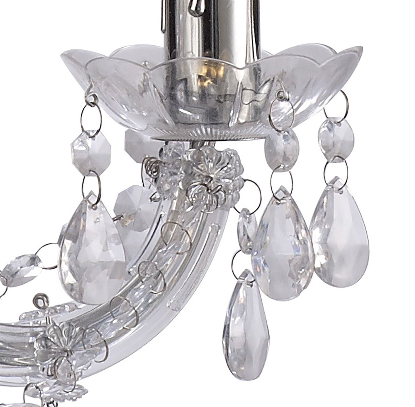 Deco Floria Chandelier with Acrylic Sconce & Acrylic Droplets 3 Light E14 Polished Chrome Finish