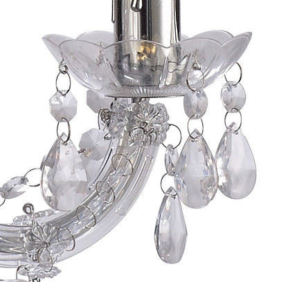 Deco Floria Chandelier with Acrylic Sconce & Acrylic Droplets 3 Light E14 Polished Chrome Finish