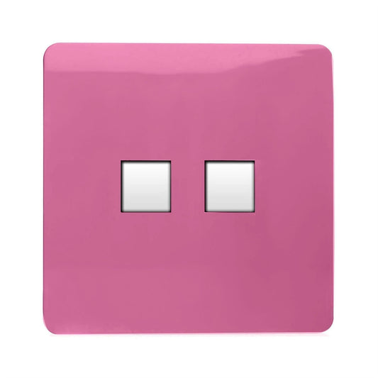 Trendi Switch 2 Gang RJ45 Cat 6 Modern Designer PC Ethernet Socket in Pink