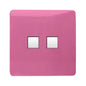 Trendi Switch 2 Gang RJ45 Cat 6 Modern Designer PC Ethernet Socket in Pink