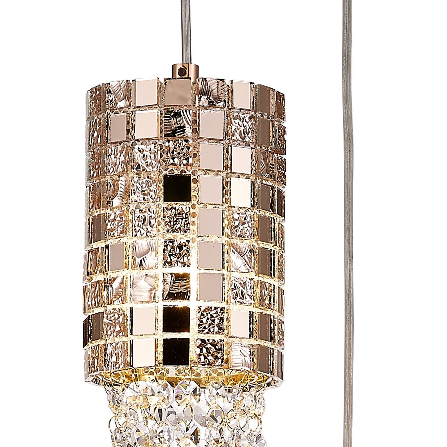 Diyas Camden 35cm  3 Light G9 Round Rose Gold/Mosaic Glass/Crystal Ceiling Pendant Light Fitting