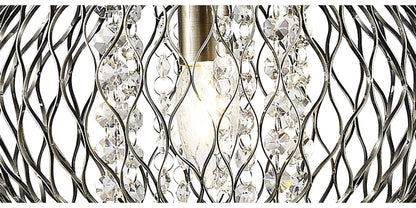 Diyas Chelsie 28cm Medium  1 Light E14 Antique Brass/Clear Beaded Glass Ceiling Pendant Light Fitting