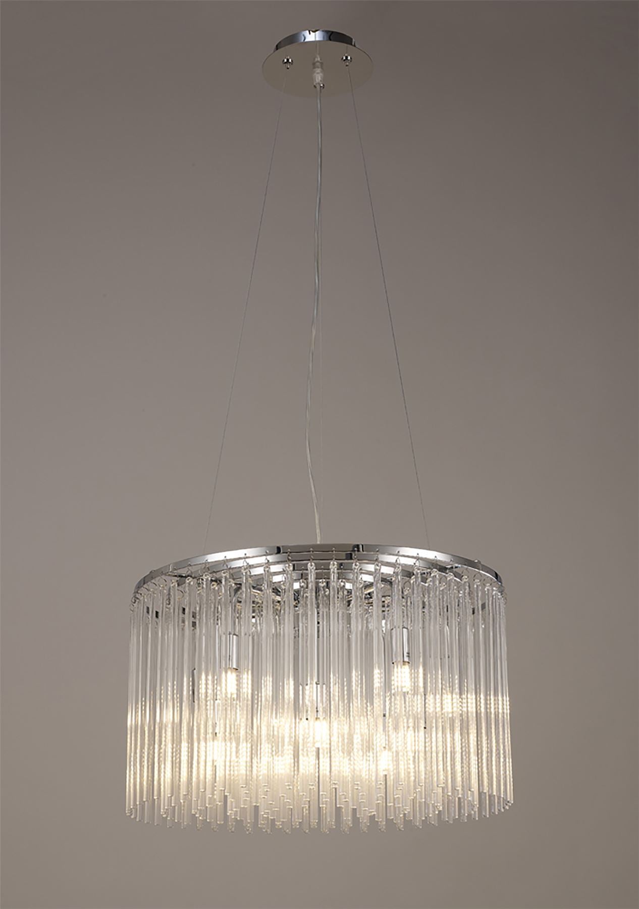 Diyas Zanthe 45cm  Round 10 Light G9 Polished Chrome/Clear Glass Ceiling Pendant Light Fitting