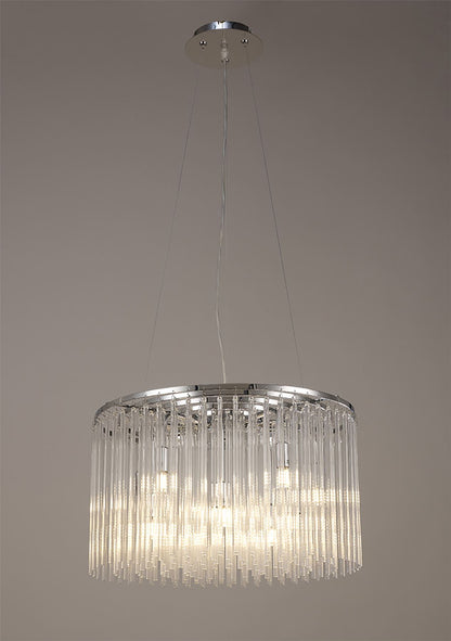 Diyas Zanthe 45cm  Round 10 Light G9 Polished Chrome/Clear Glass Ceiling Pendant Light Fitting