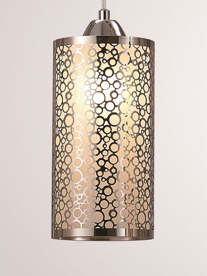 Deco Charon Circle Pattern Pendant 3 Light E27 Linear Polished Chrome
