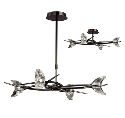 Mantra Eclipse 65cm Telescopic Convertible To Semi Flush 4 Light G9, Black Chrome