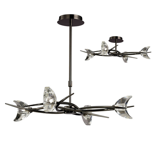 Mantra Eclipse 65cm Telescopic Convertible To Semi Flush 4 Light G9, Black Chrome