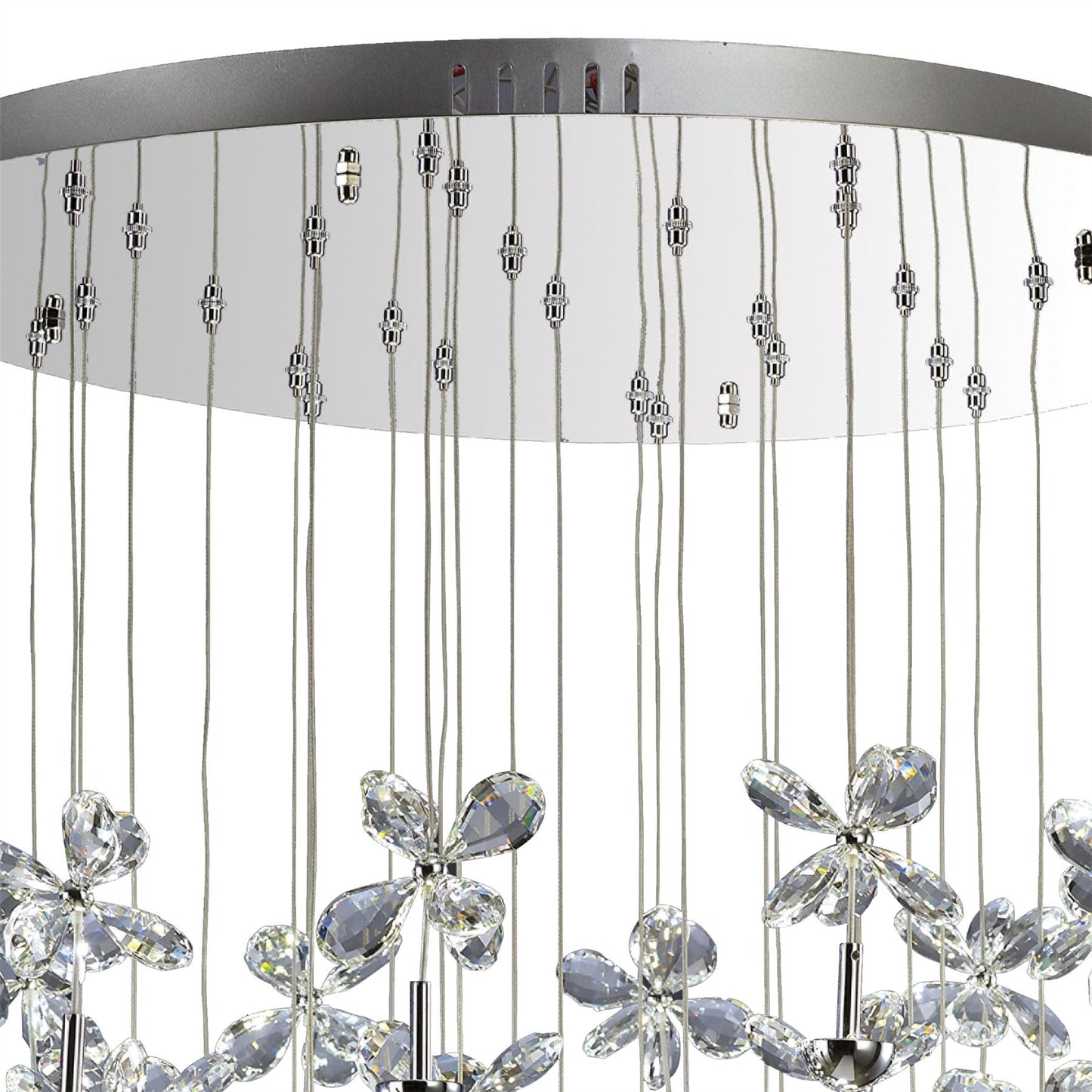 Diyas Aviva 68cm  Round 28 Light 4000K LED Polished Chrome/Crystal Ceiling Pendant Light Fitting