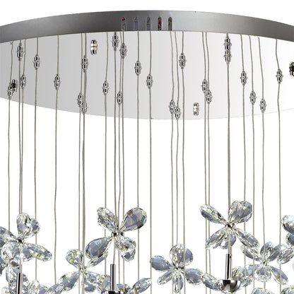 Diyas Aviva 68cm  Round 28 Light 4000K LED Polished Chrome/Crystal Ceiling Pendant Light Fitting