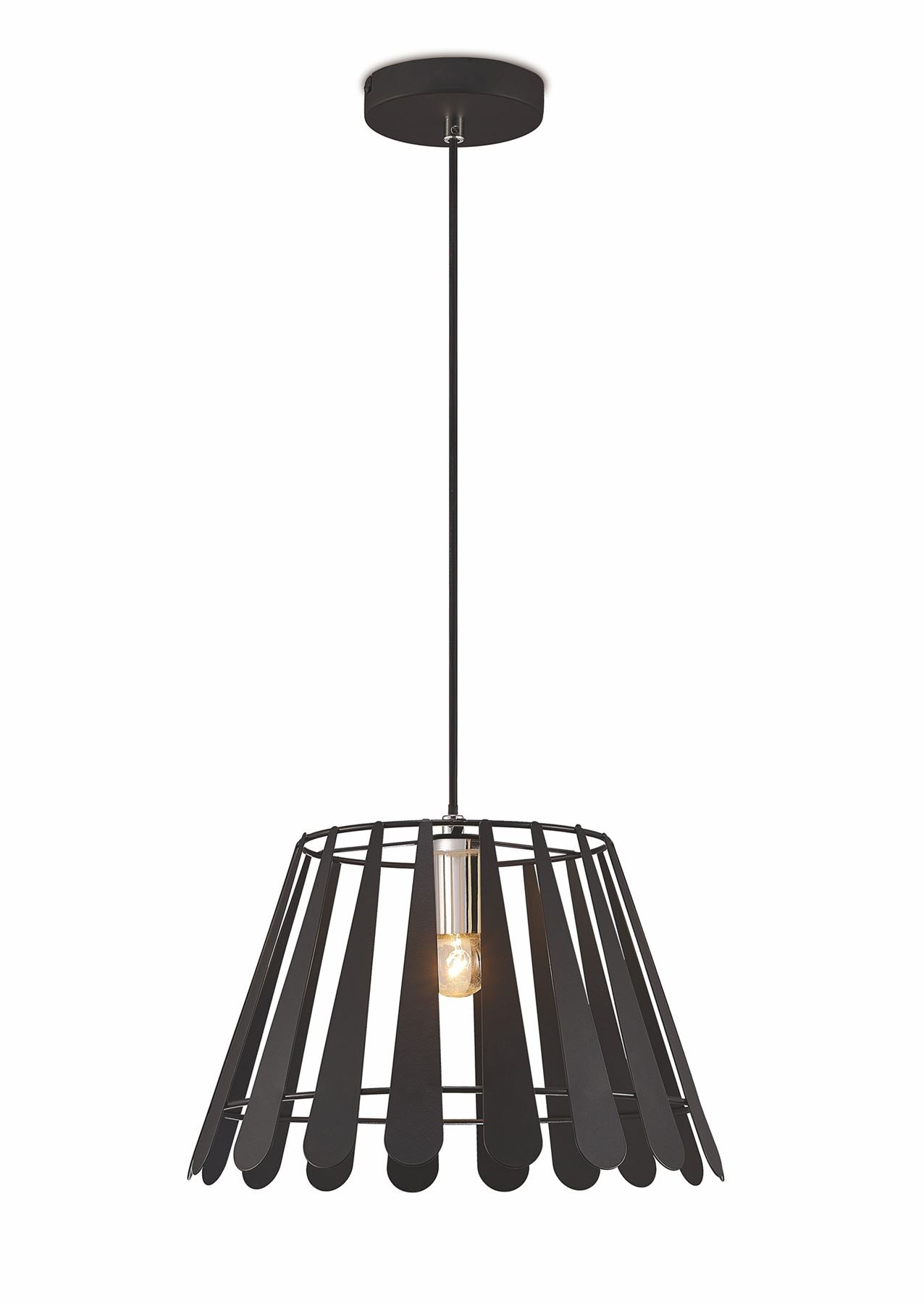 Deco Somerset Pendant 1 Light E27 Black/Polished Chrome