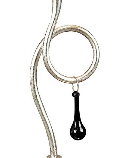 Mantra M0535 Paola Table Lamp 1 Light E14, Silver Painted with Black Shade & Black Glass Droplets