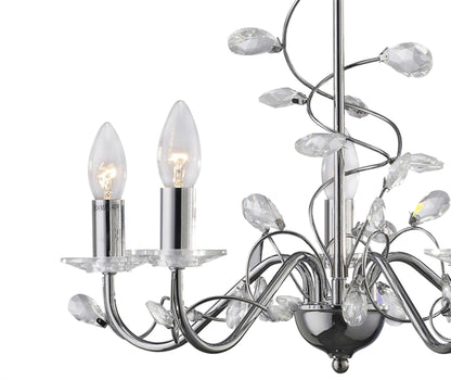Diyas Willow 50cm  WITHOUT SHADE 5 Light E14 Polished Chrome/Crystal Ceiling Pendant Light Fitting